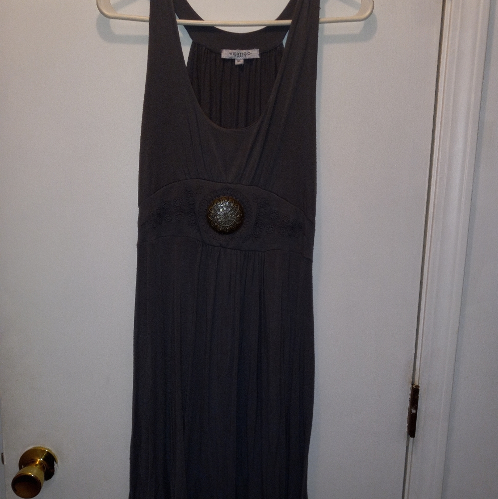 Vertigo, dark grey, summer dress, knee length, XL,